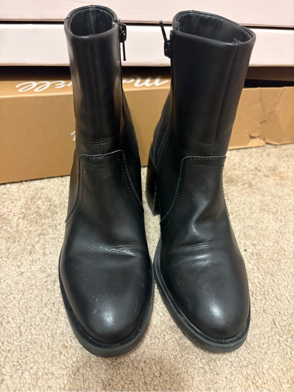 Steve Madden Black Leather Ankle Booties with Side Zip